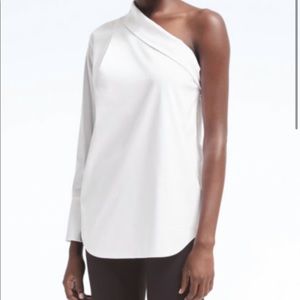 Banana Republic White One-Shoulder Blouse
